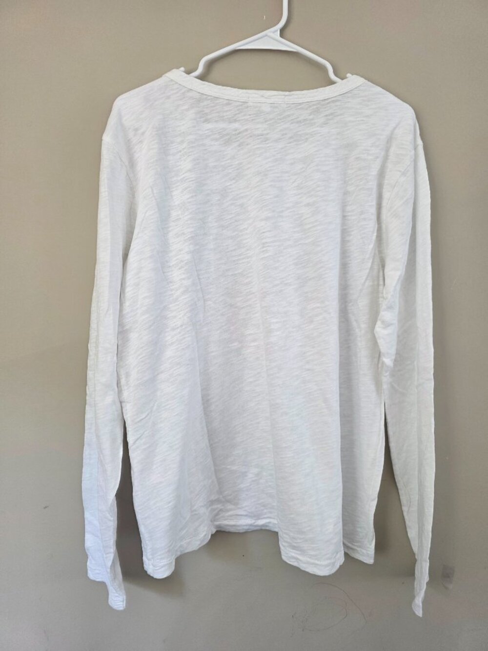 Mododoc White Slub Knit Long Sleeve Crew Neck Relaxed Fit Top Size Large - Picture 7 of 7